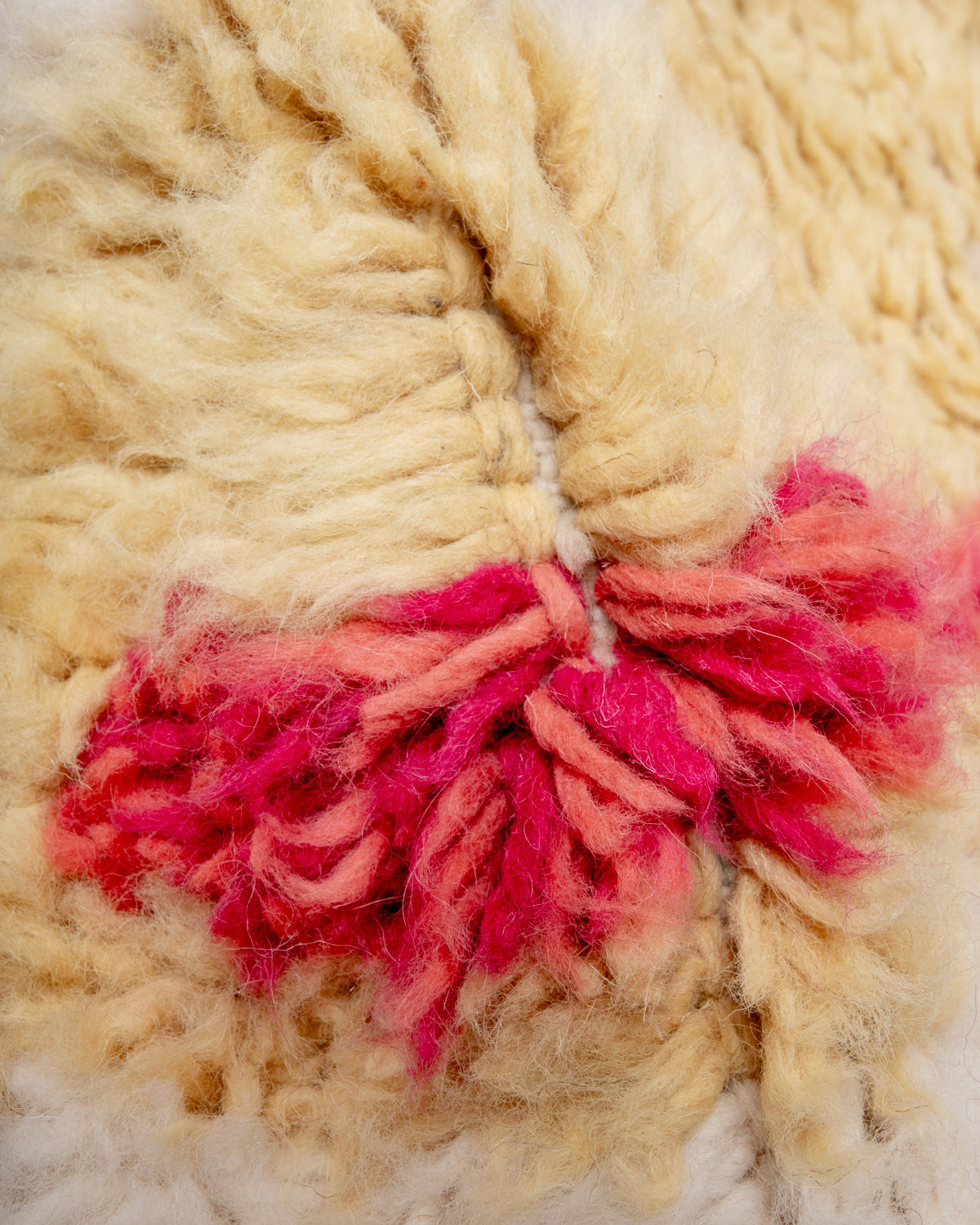 Modern, designer, handcrafted Berber rug from Morocco. Beniourain carpet with beautiful colours and patterns and fluffy wool texture.